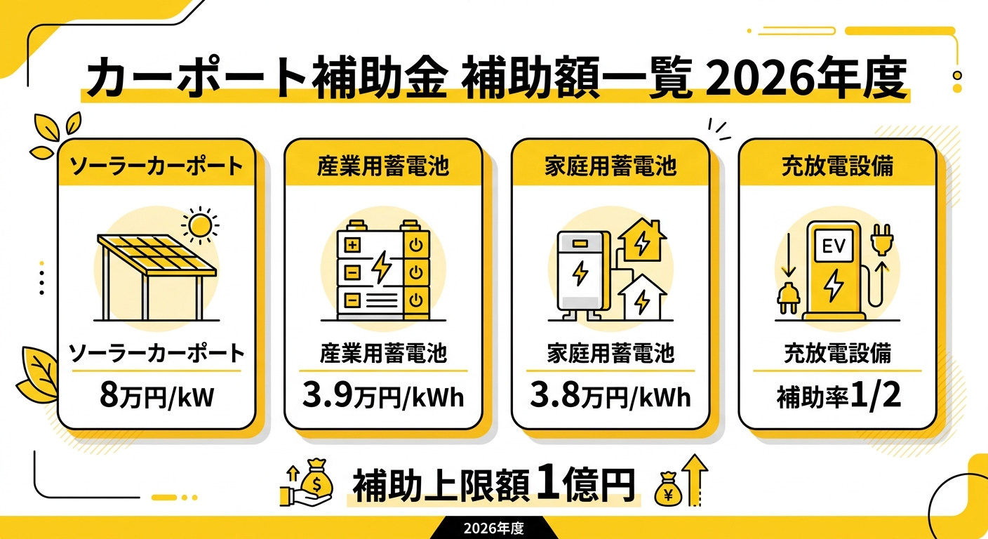 カーポート補助金 補助額一覧 2026年度