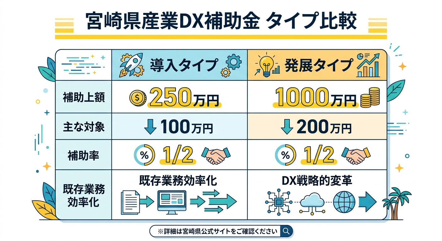 宮崎県産業DX補助金 導入タイプvs発展タイプ比較