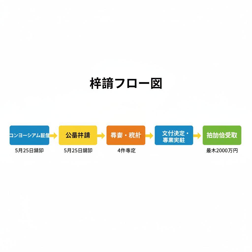 申請フロー図｜中堅・中小企業輸出支援エコシステム形成事業費補助金