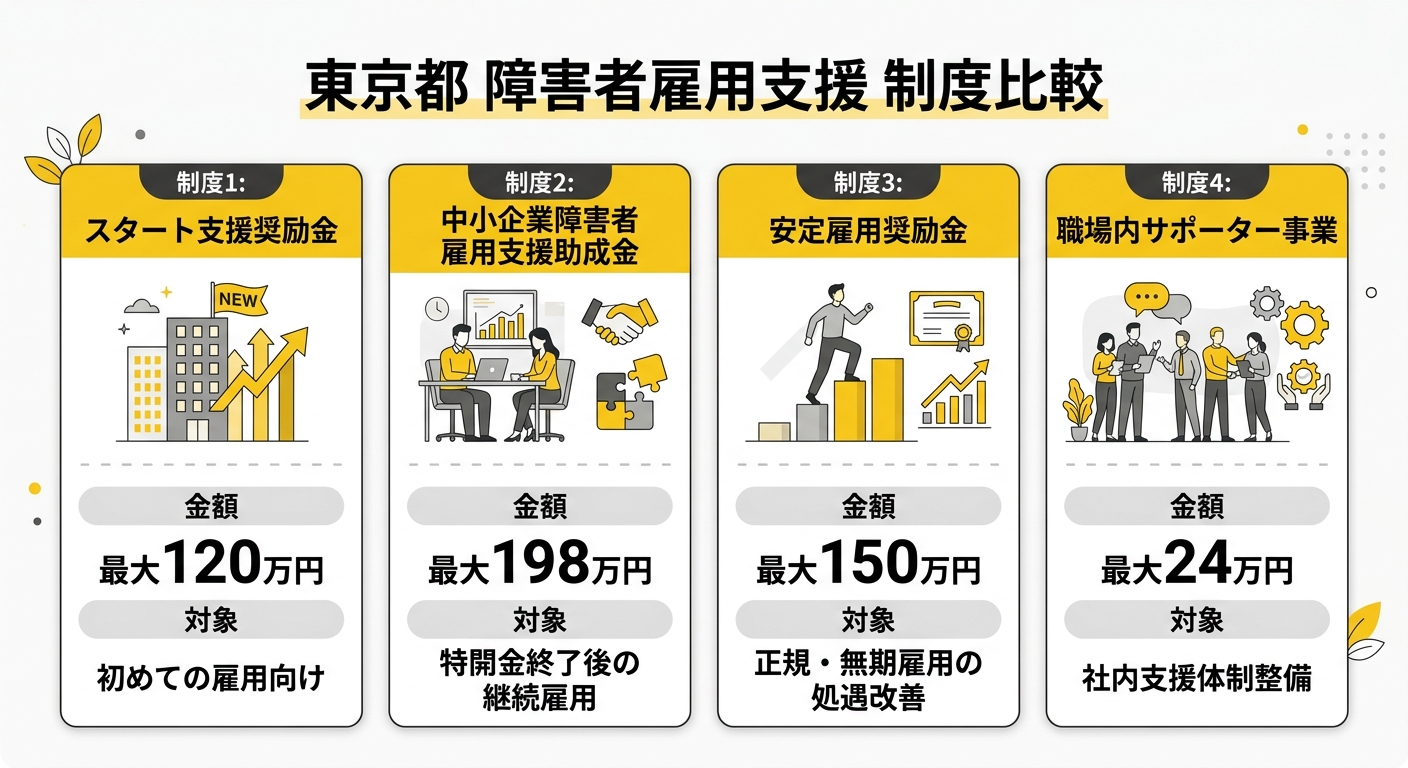 東京都 障害者雇用支援 制度比較