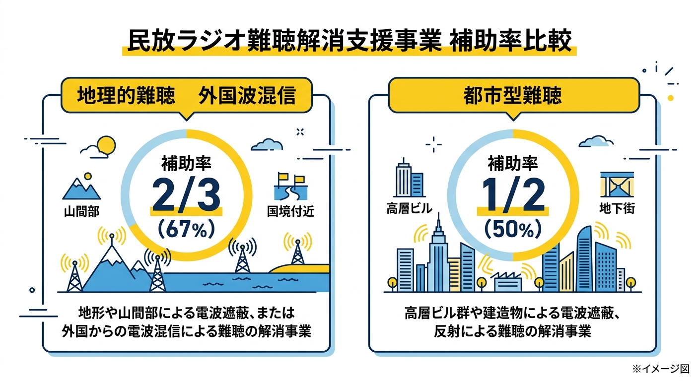 民放ラジオ難聴解消支援事業 補助率比較図