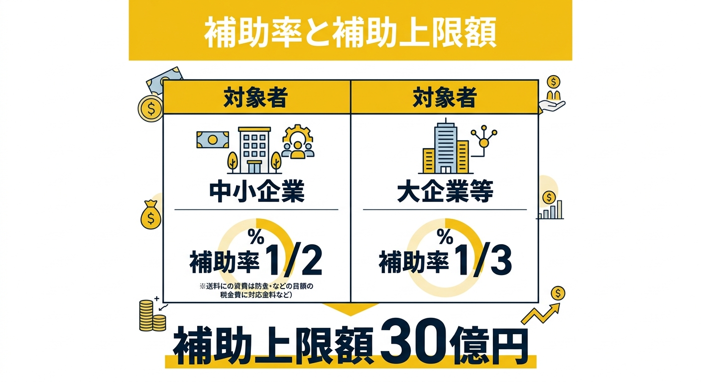 補助率と補助上限額の比較図