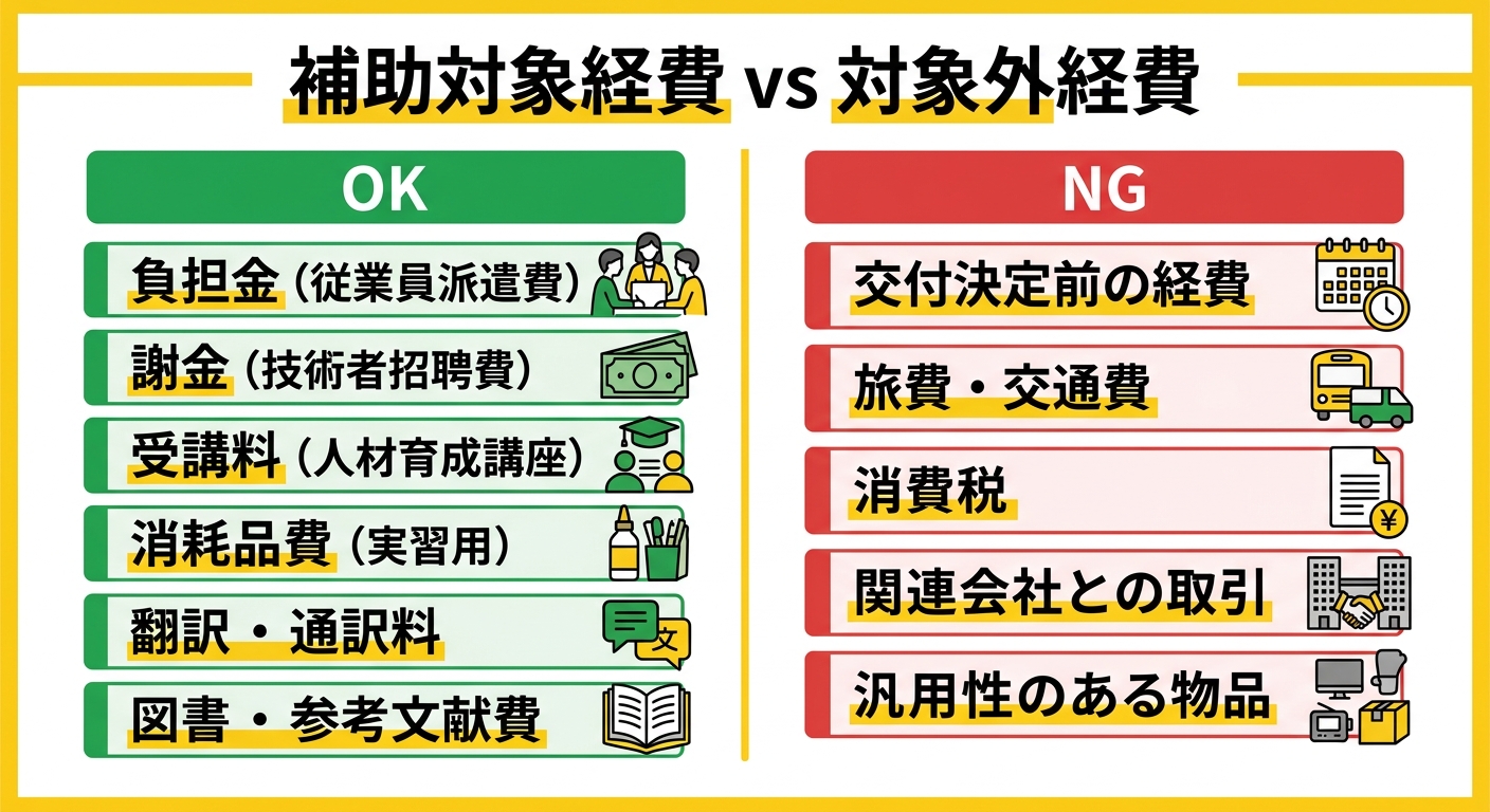 補助対象経費と対象外経費の比較図