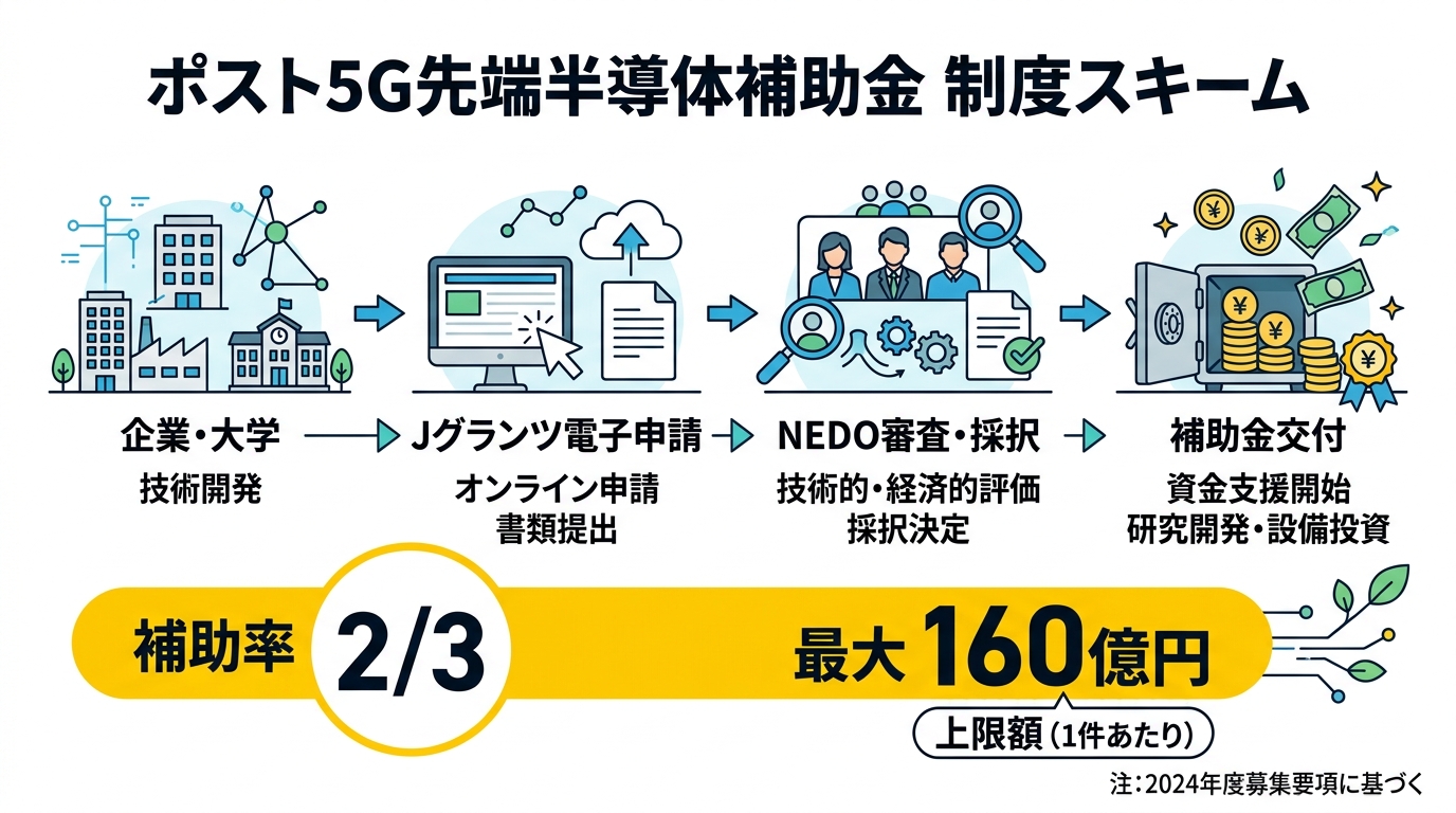 ポスト5G先端半導体補助金 制度スキーム図