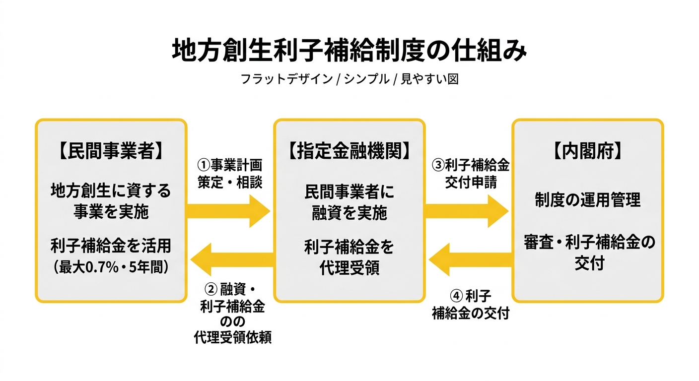地方創生利子補給制度の仕組みフロー図