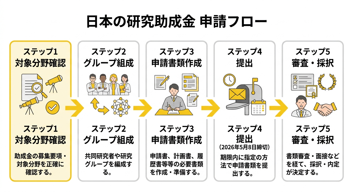 申請フロー 5ステップで補助金申請