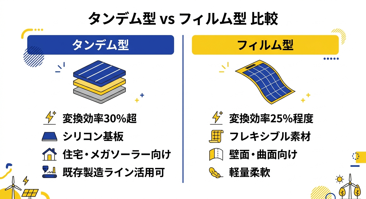タンデム型とフィルム型の比較インフォグラフィック