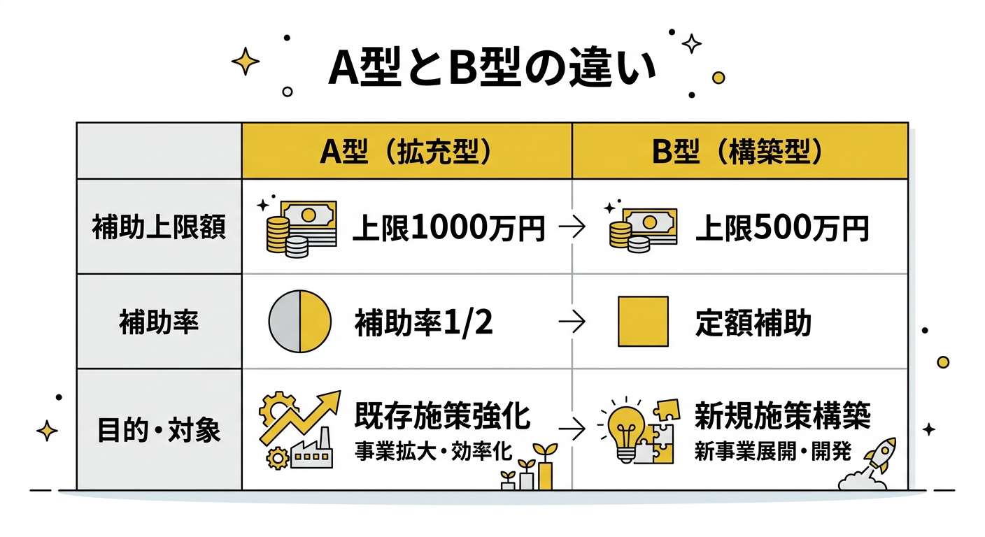 A型・B型の補助金比較