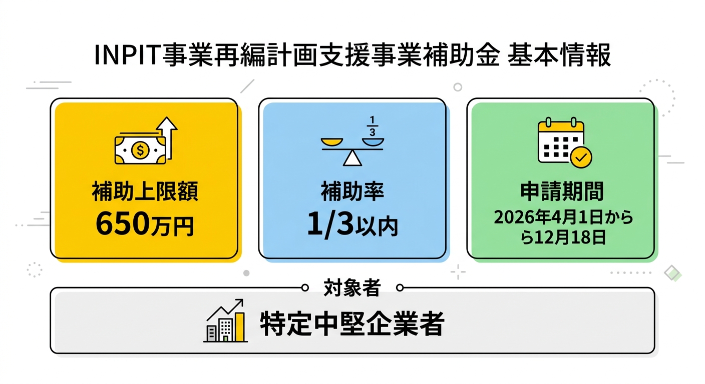 INPIT事業再編計画支援事業補助金 基本情報