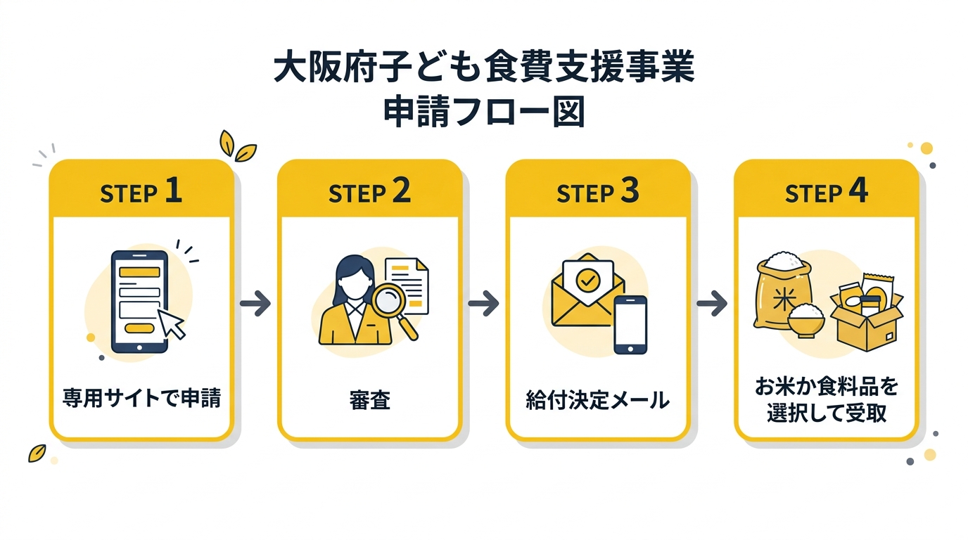 大阪府子ども食費支援事業 申請フロー図
