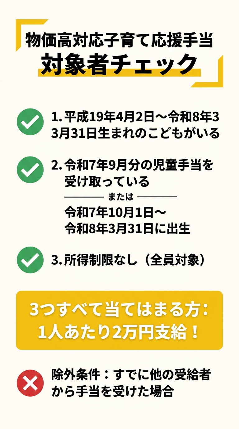 物価高対応子育て応援手当 対象者チェック