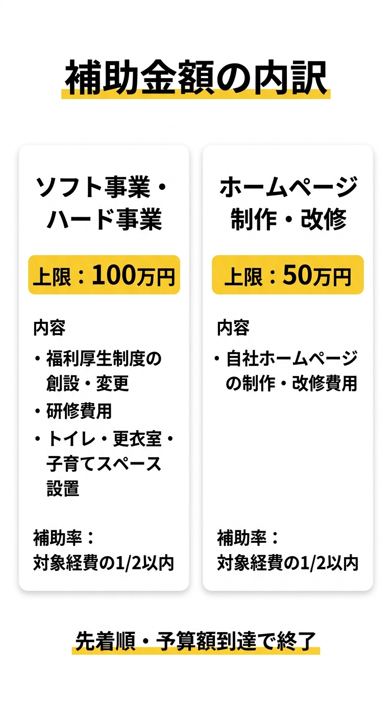 補助金額の内訳と上限を示す比較図