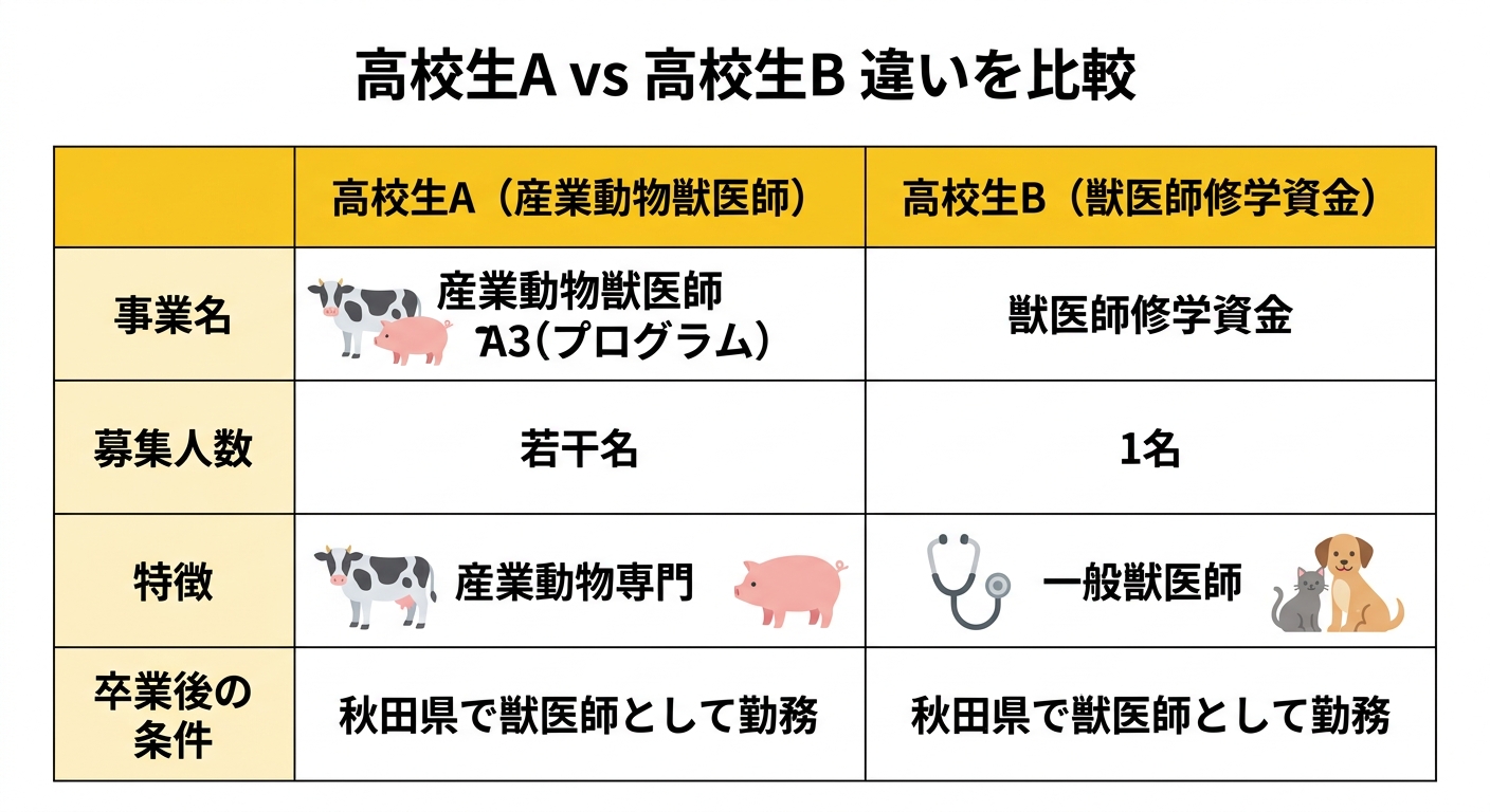 高校生AとBの比較