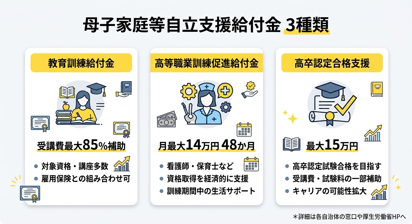 3種類の給付金の全体像を示す比較図