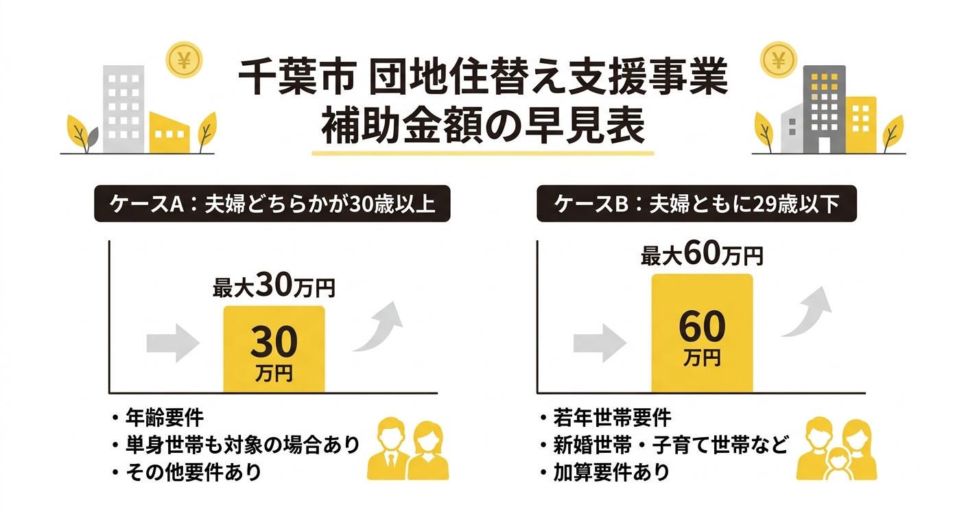 補助金額の早見表 – 29歳以下の場合は最大60万円
