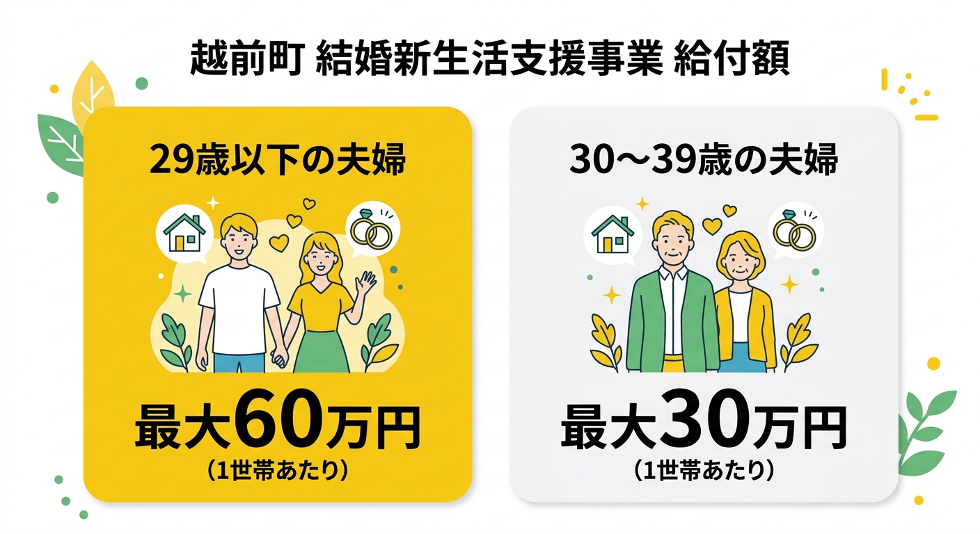 越前町 結婚新生活支援事業 給付額比較