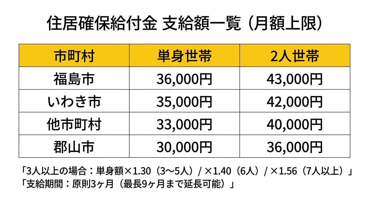 住居確保給付金 支給額一覧（月額上限）
