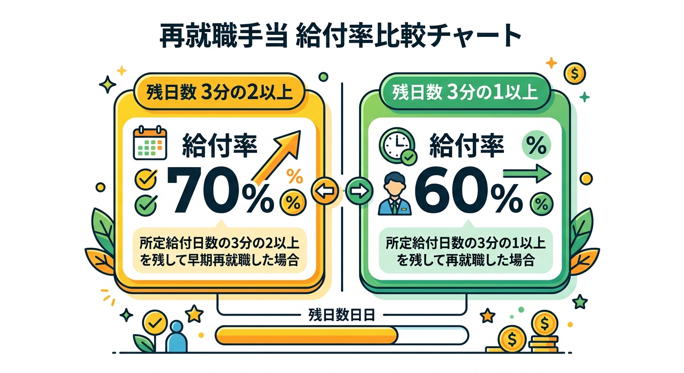再就職手当 給付率比較チャート