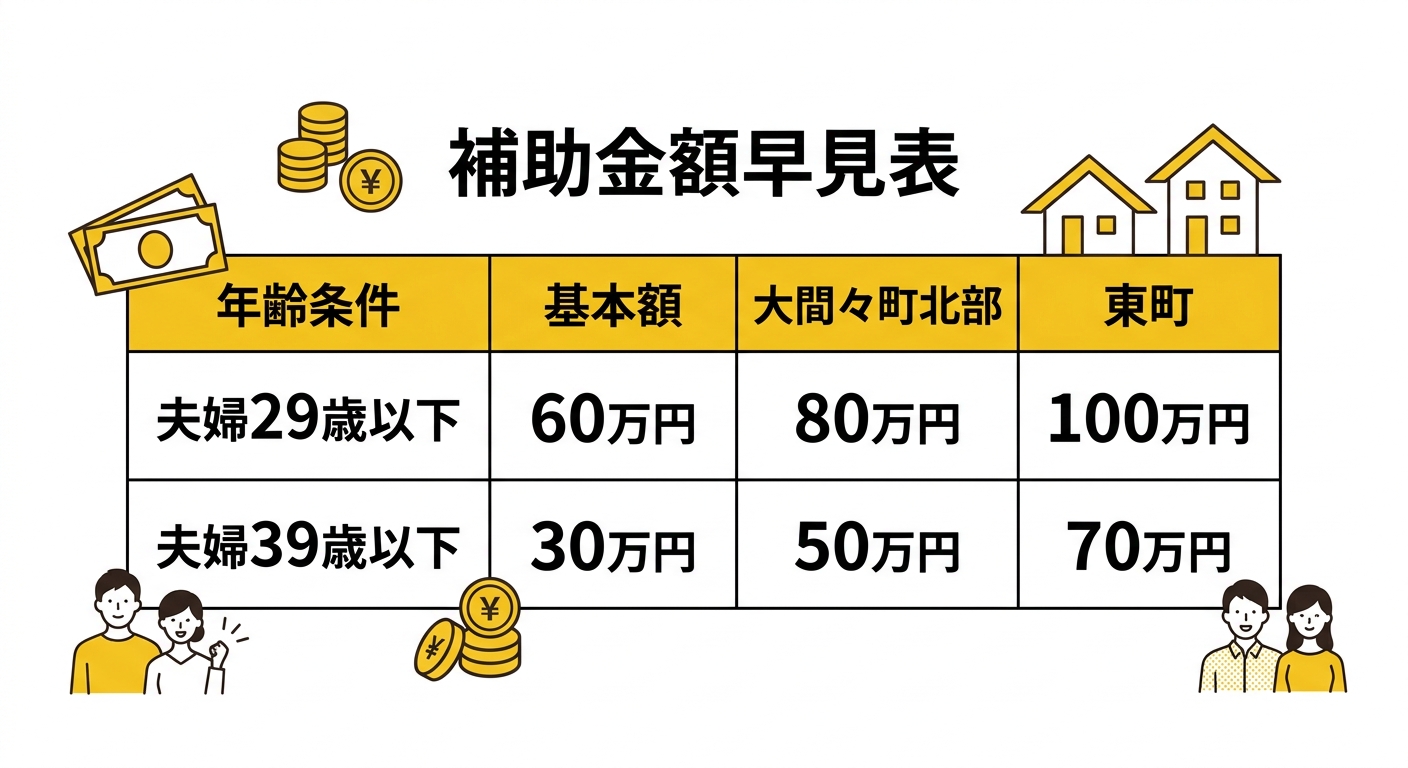 みどり市結婚新生活支援補助金 補助金額早見表