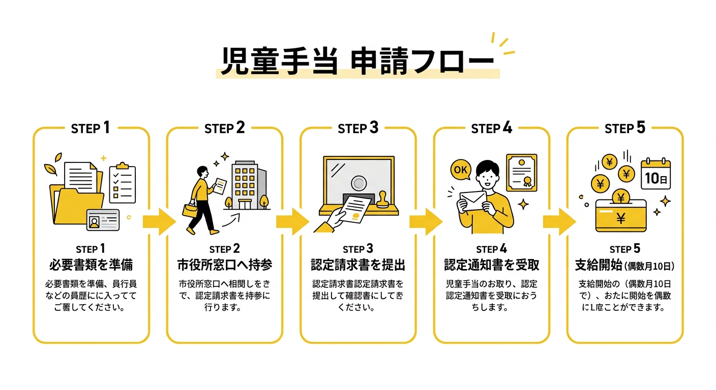 児童手当 申請フロー（深川市）