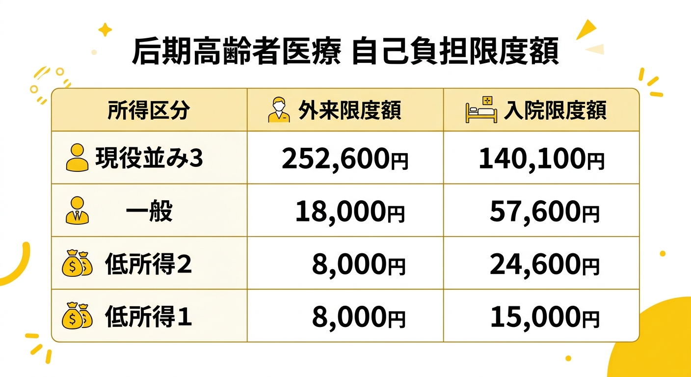 後期高齢者医療 自己負担限度額一覧