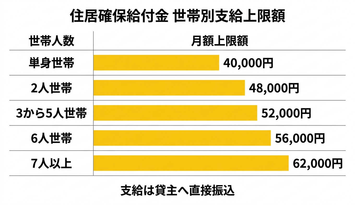 住居確保給付金 世帯別支給上限額