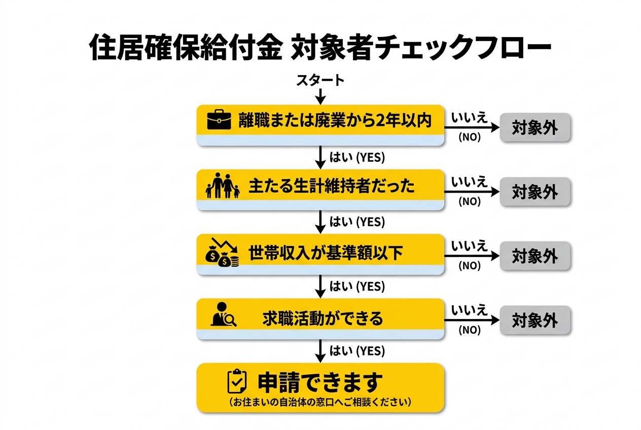 住居確保給付金 対象者チェックフロー