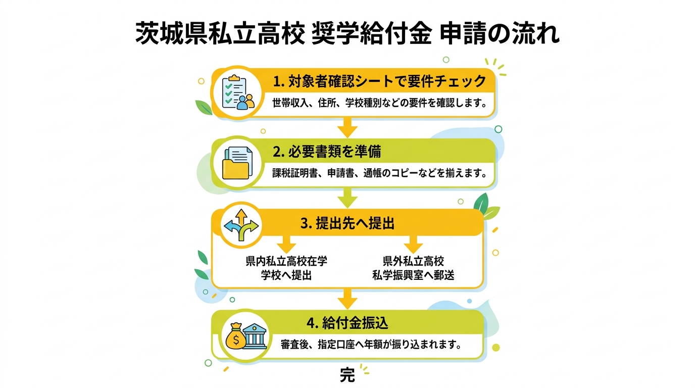 茨城県私立高校 奨学給付金 申請の流れ