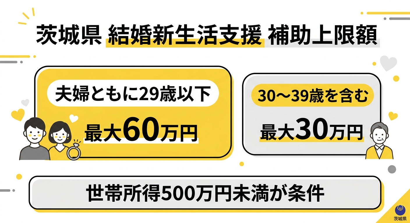 茨城県 結婚新生活支援事業 補助上限額の比較図