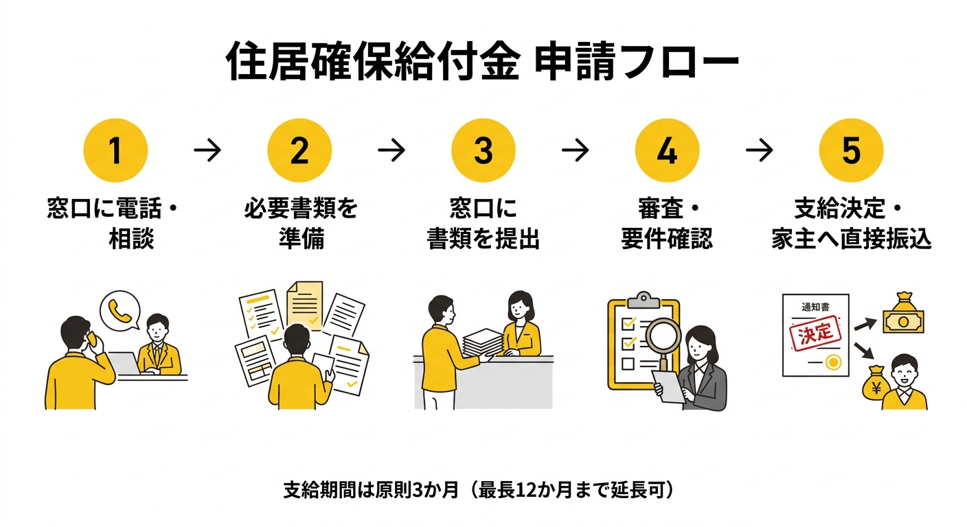 住居確保給付金 申請フロー図