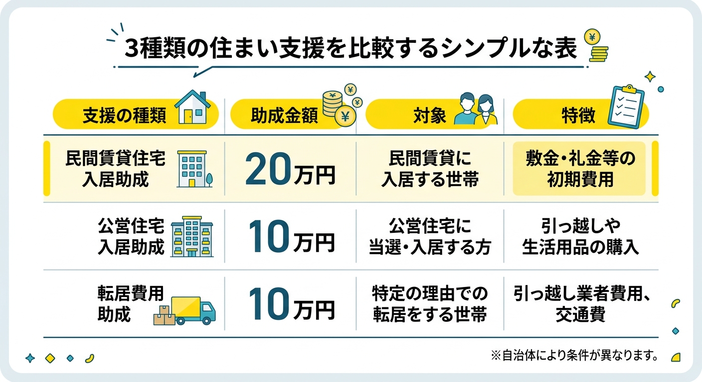 3種類の住まい支援比較図