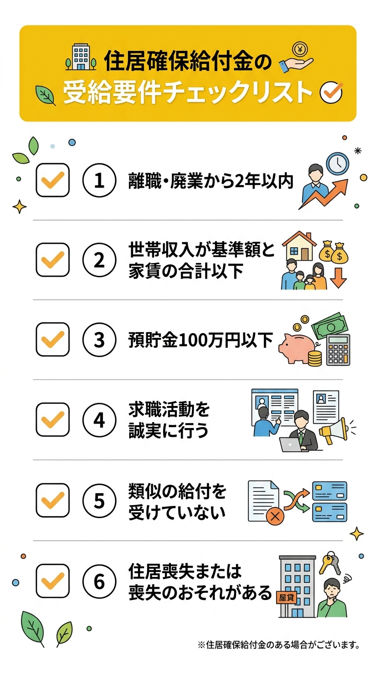 住居確保給付金 受給要件チェックリスト