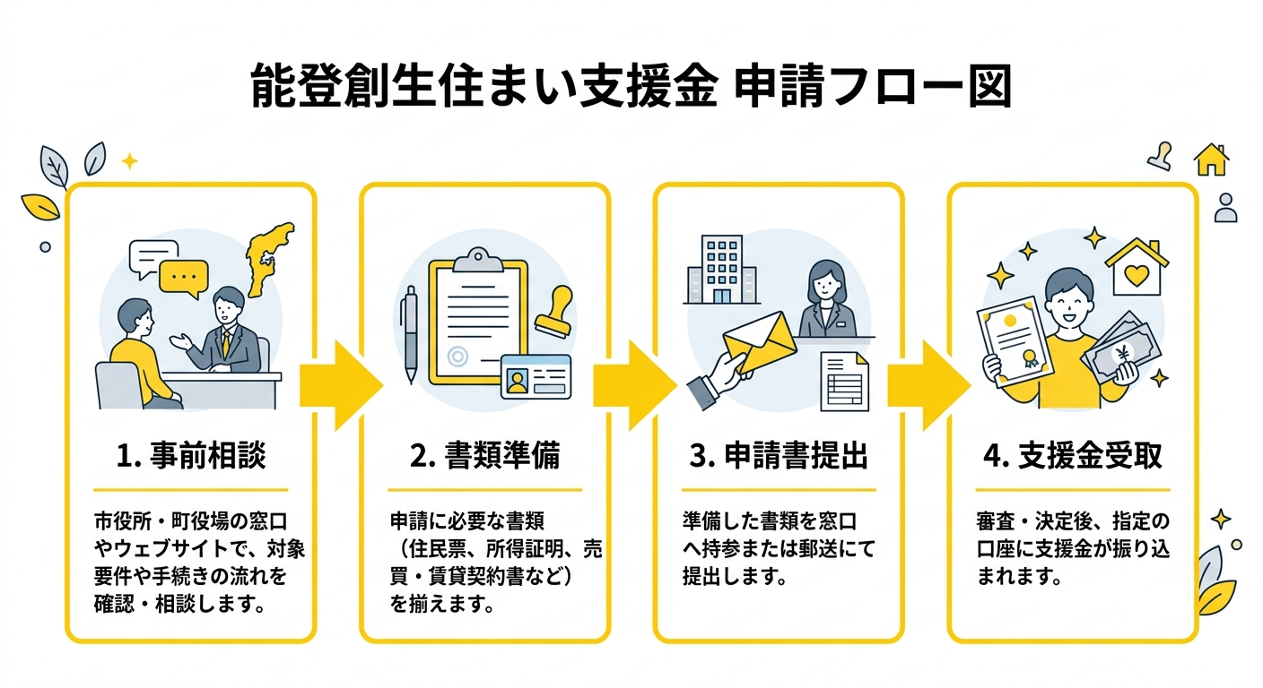 能登創生住まい支援金 申請フロー図