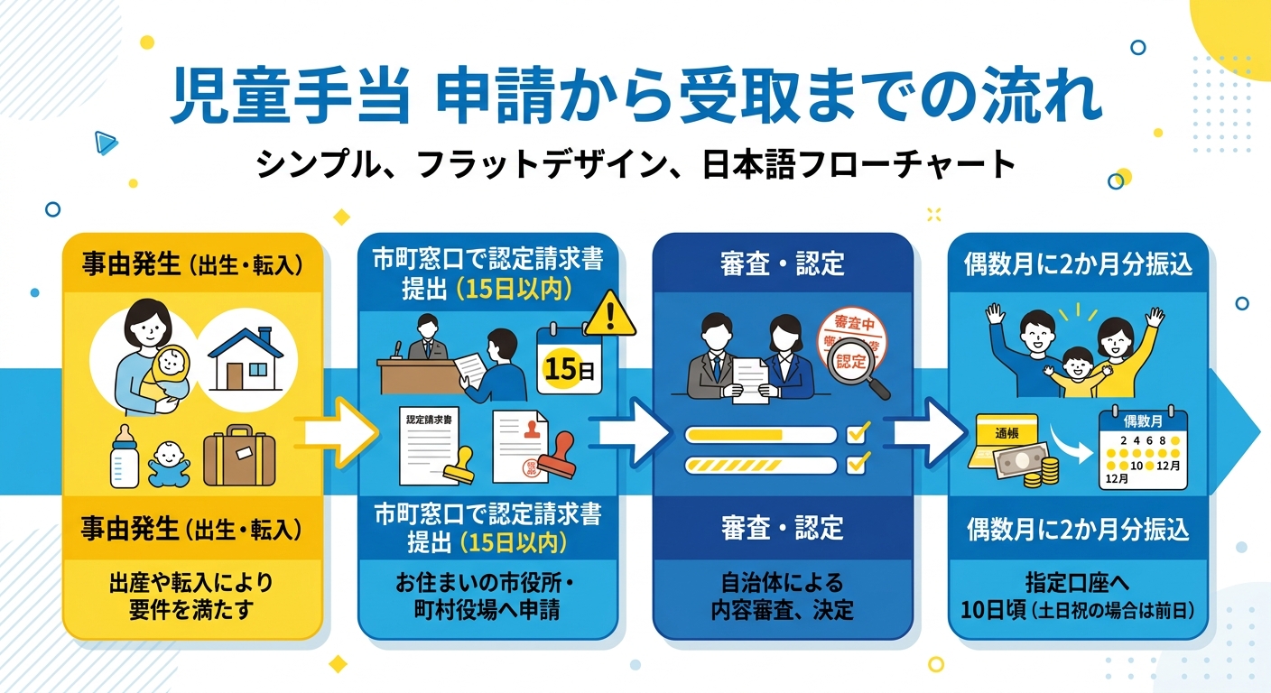 児童手当 申請から受取までの流れ