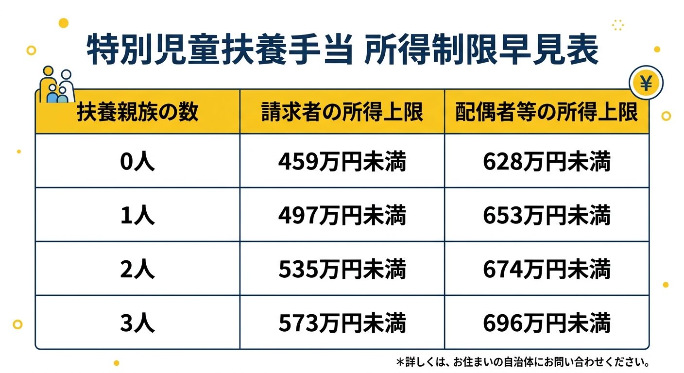 特別児童扶養手当 所得制限早見表