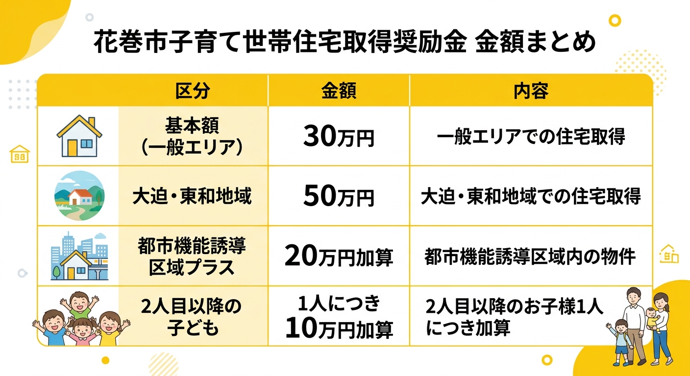 花巻市子育て世帯住宅取得奨励金 金額まとめ