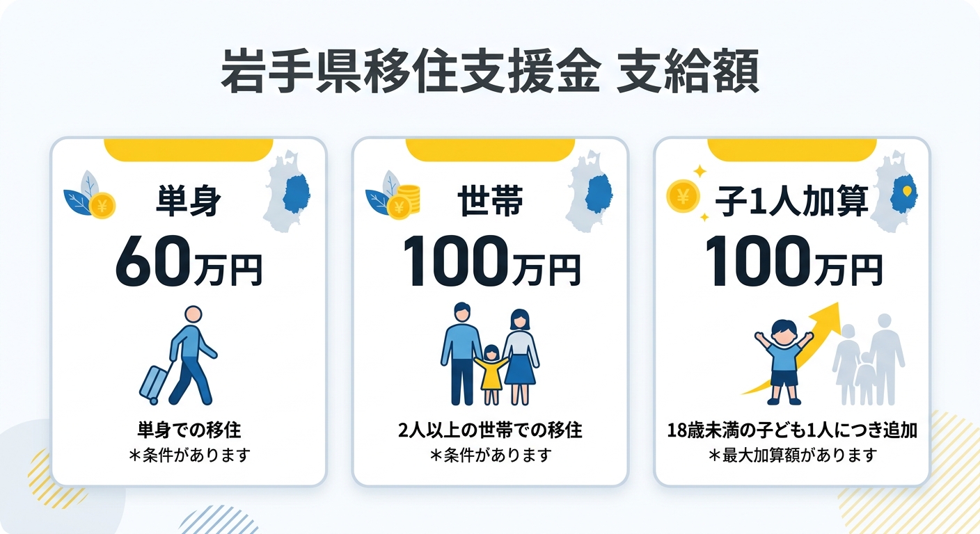 岩手県移住支援金 支給額一覧
