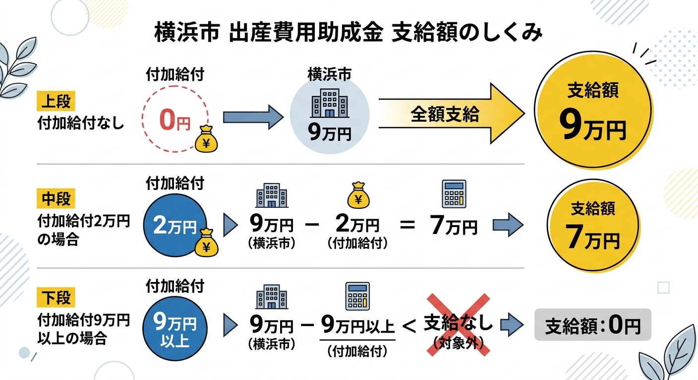 横浜市 出産費用助成金 支給額のしくみ