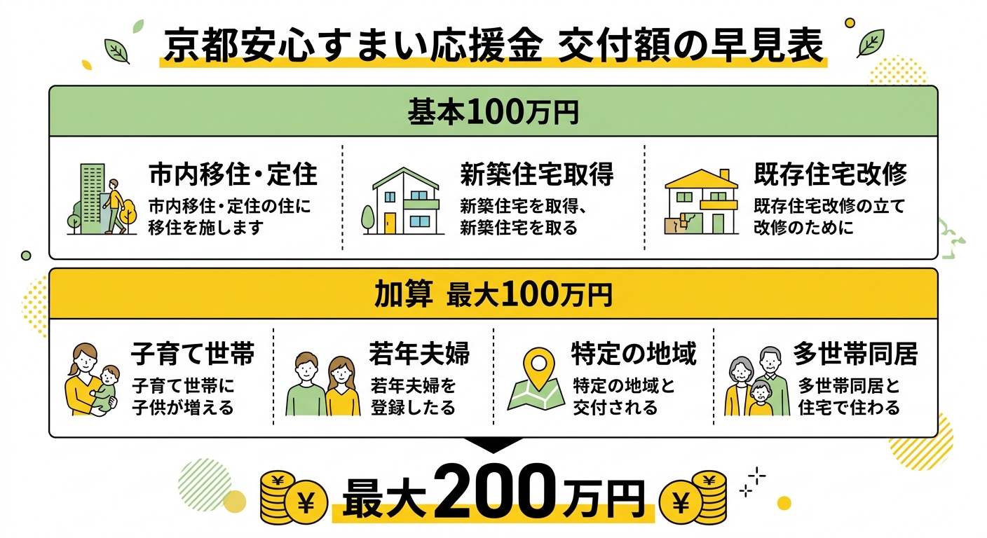 京都安心すまい応援金 交付額の早見表