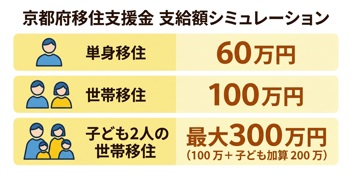 京都府移住支援金 支給額シミュレーション