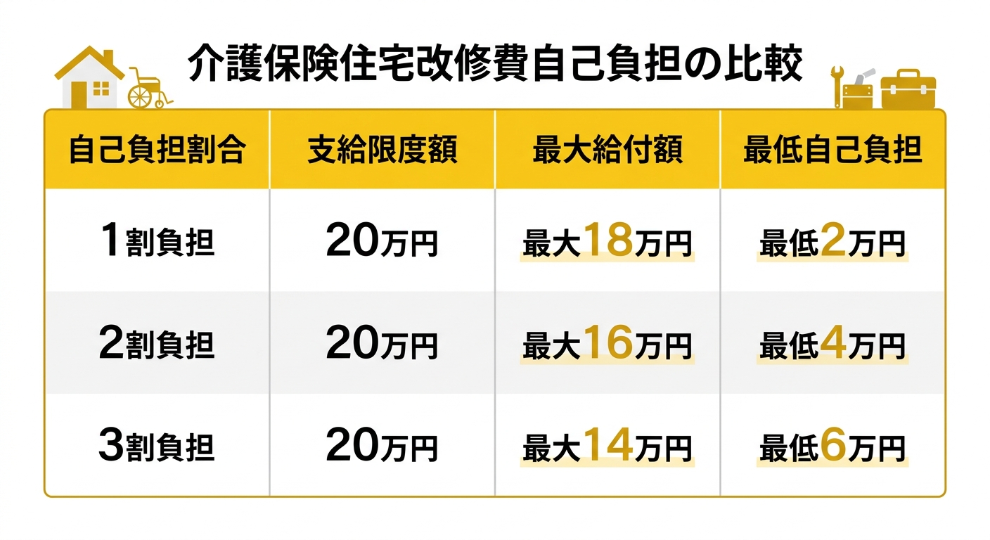 介護保険住宅改修費の自己負担額比較