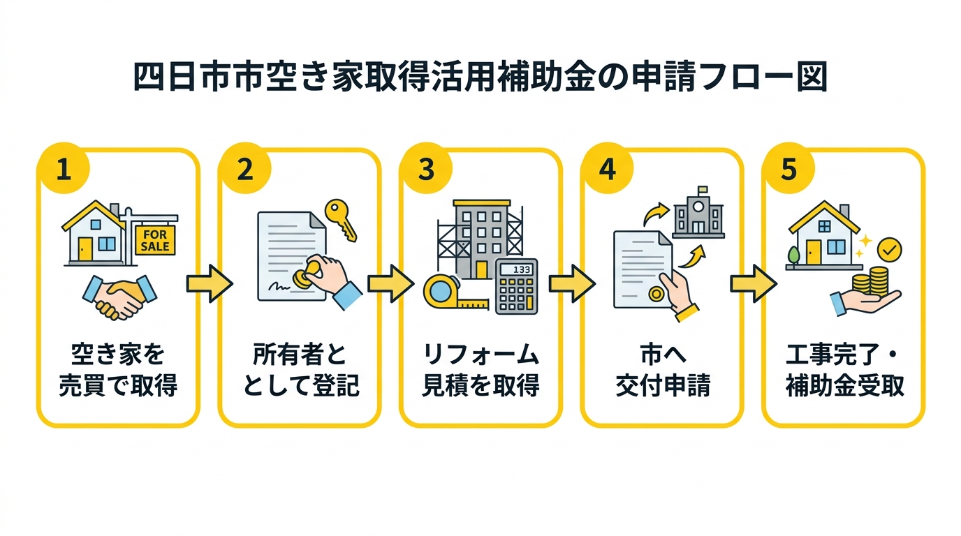 四日市市空き家取得活用補助金の申請フロー