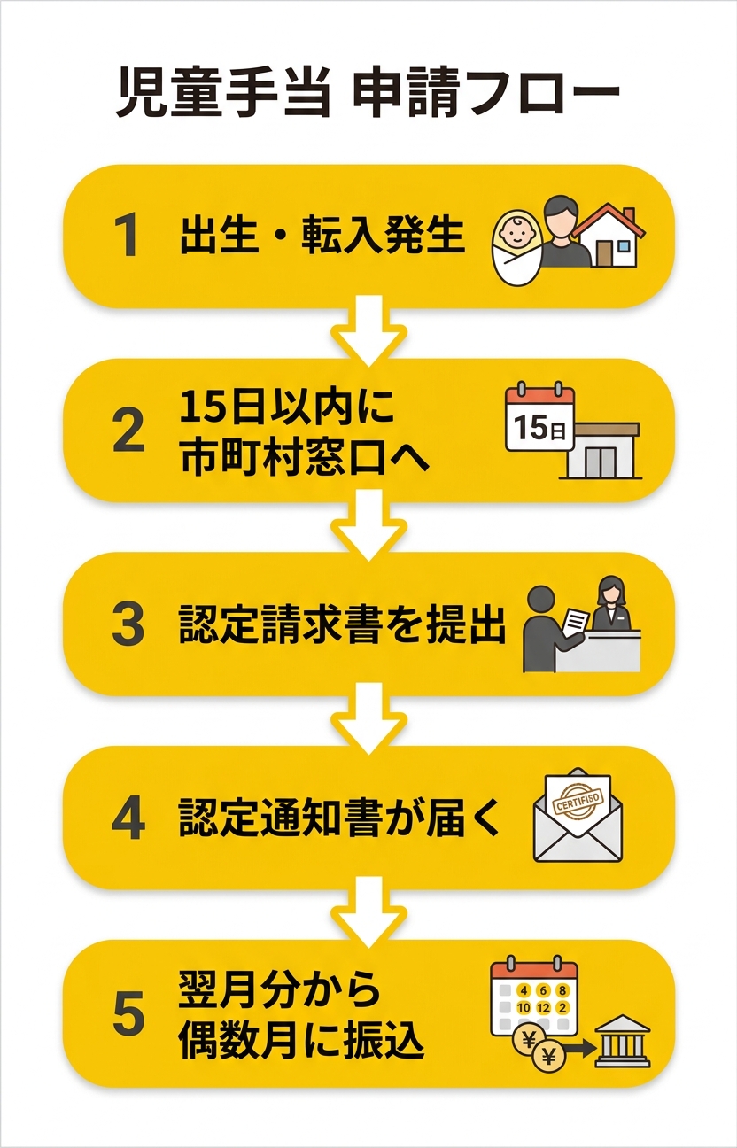 児童手当の申請フロー図