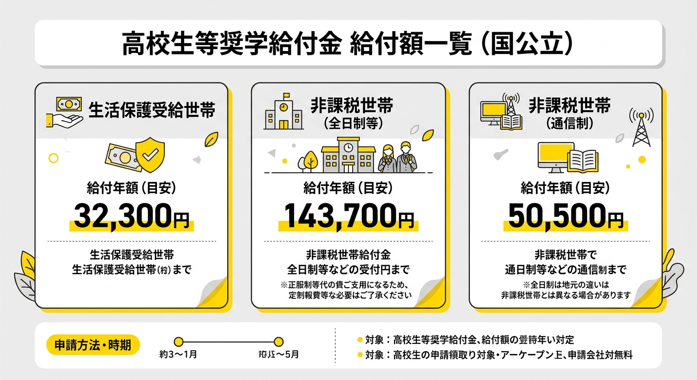 高校生等奨学給付金 給付額一覧（国公立）