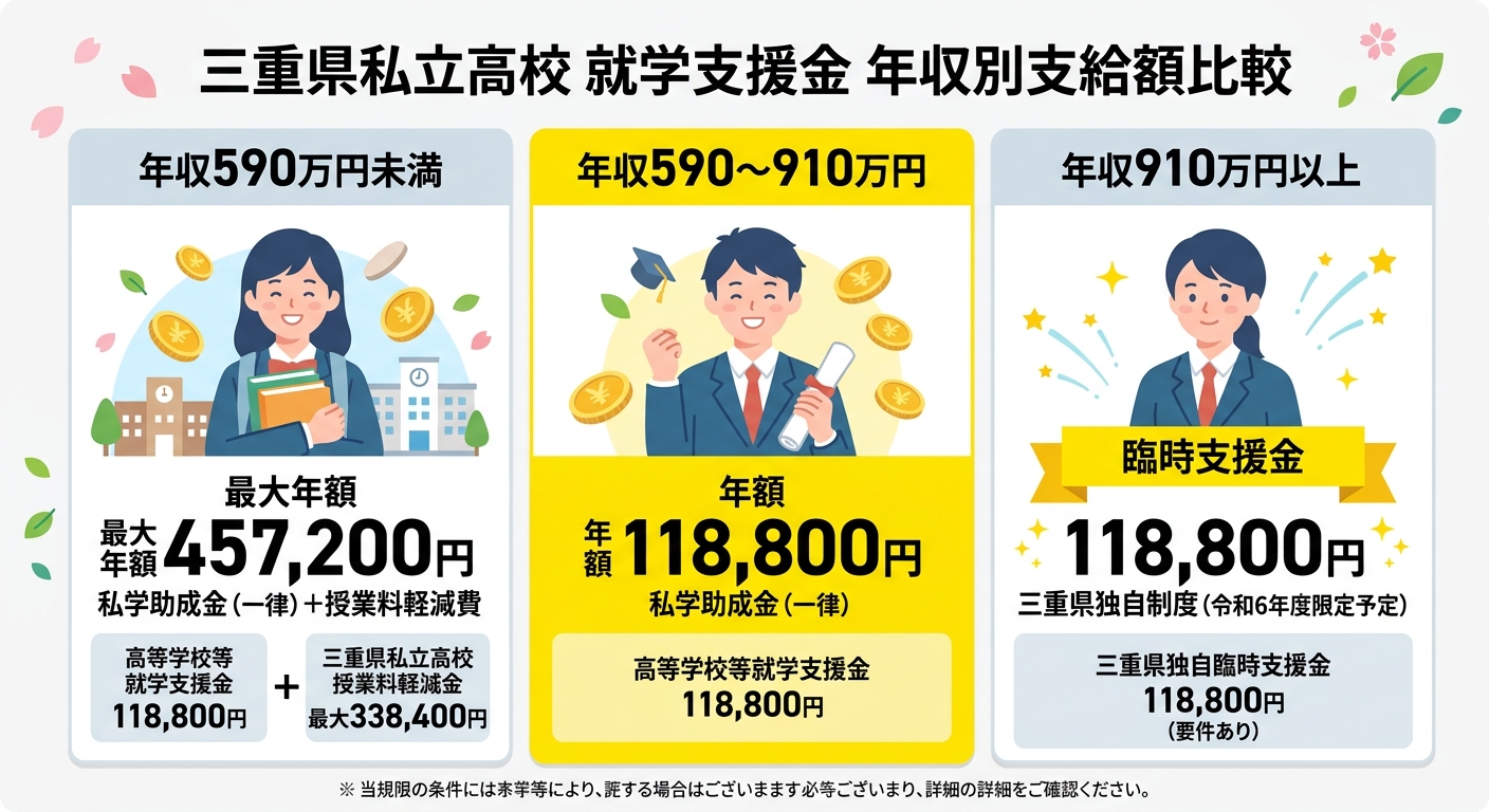 就学支援金 年収別支給額比較