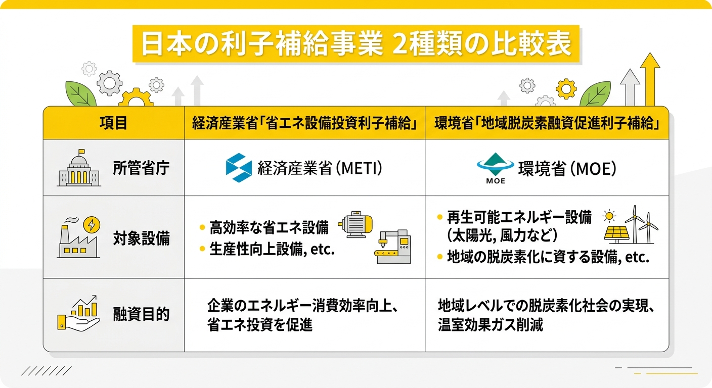 国の利子補給事業2種類の比較