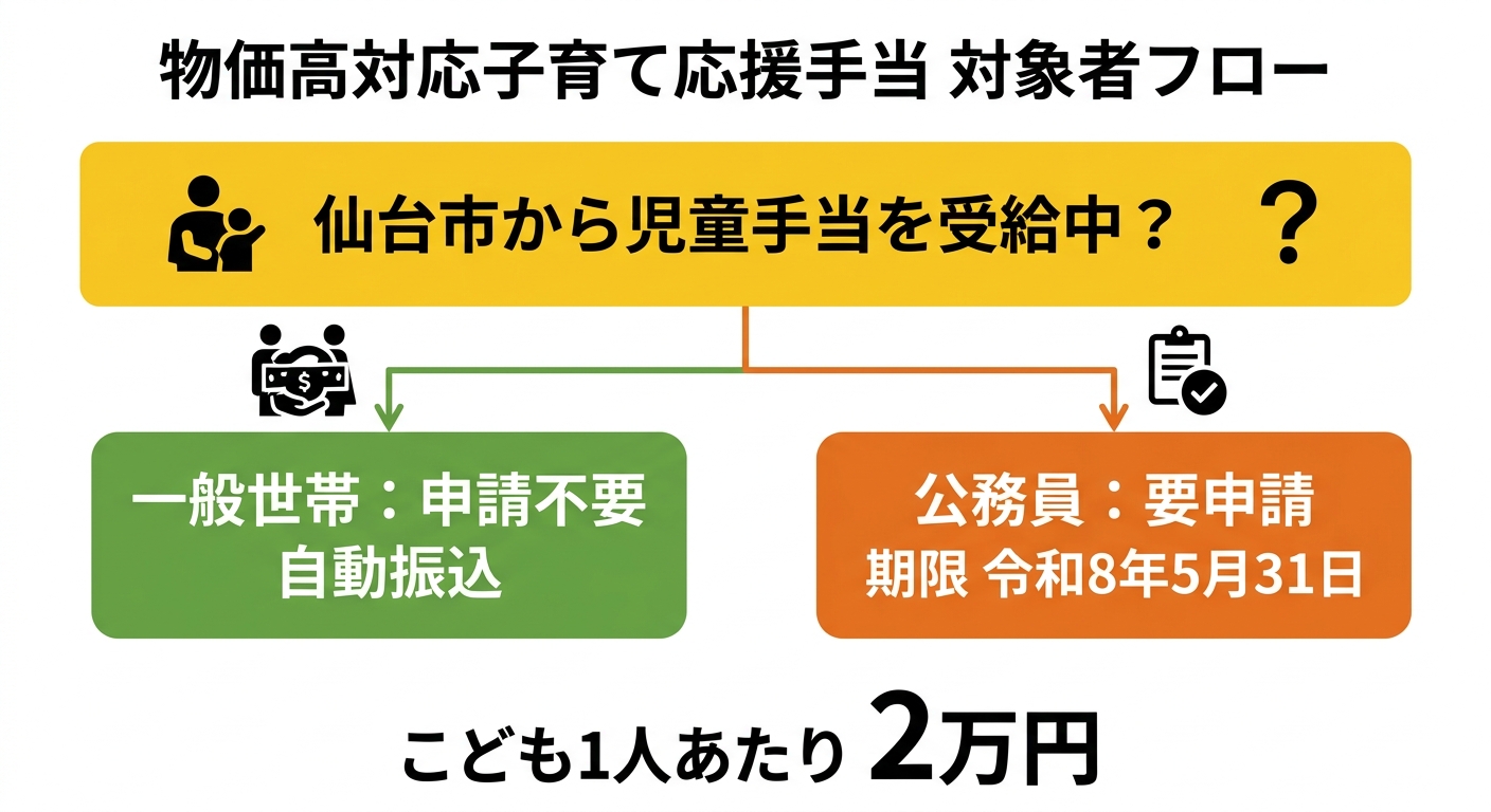 仙台市 物価高対応子育て応援手当 対象者フロー図