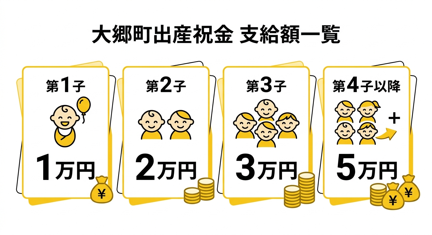大郷町出産祝金 支給額一覧