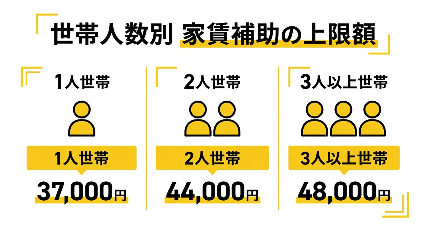 世帯人数別 家賃補助の上限額