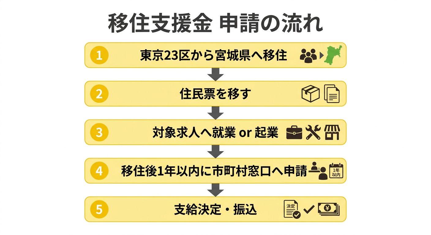 移住支援金 申請の流れ